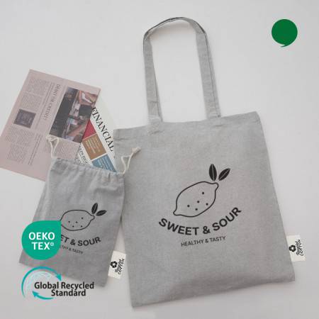 리사이클 그레이 세트 (컬러라이트 그레이 에코백 + 미르셔링 파우치 그레이)